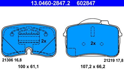 Brake Pad Set, disc brake ATE 13.0460-2847.2