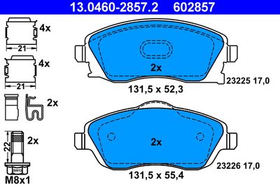 Brake Pad Set, disc brake ATE 13.0460-2857.2