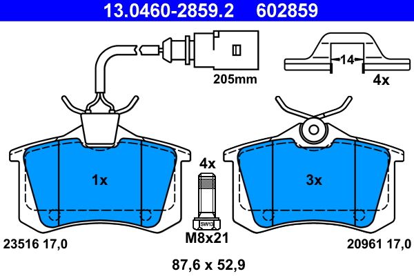 ATE 13.0460-2859.2 Brake Pad Set, disc brake