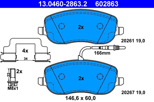ATE 13.0460-2863.2 Brake Pad Set, disc brake