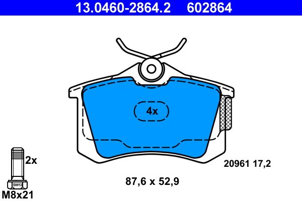 ATE 13.0460-2864.2 Brake Pad Set, disc brake