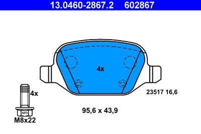 Brake Pad Set, disc brake ATE 13.0460-2867.2