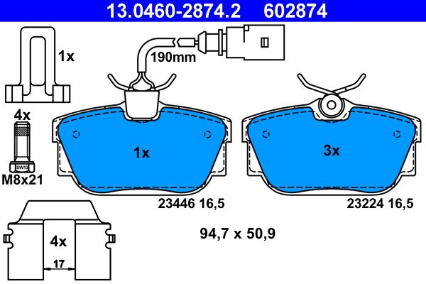 ATE 13.0460-2874.2 Brake Pad Set, disc brake