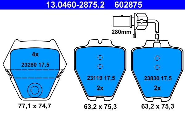 ATE 13.0460-2875.2 Brake Pad Set, disc brake