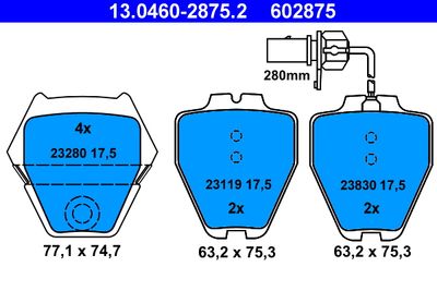 Brake Pad Set, disc brake ATE 13.0460-2875.2