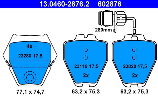 ATE 13.0460-2876.2 Brake Pad Set, disc brake