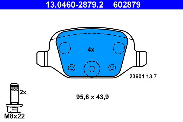 ATE 13.0460-2879.2 Brake Pad Set, disc brake