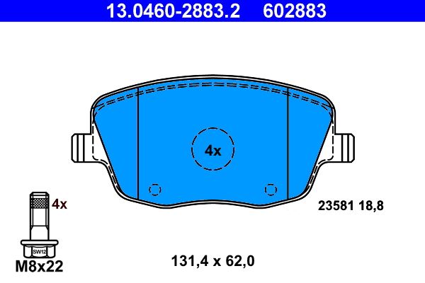 ATE 13.0460-2883.2 Brake Pad Set, disc brake