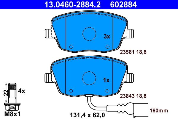 ATE 13.0460-2884.2 Brake Pad Set, disc brake