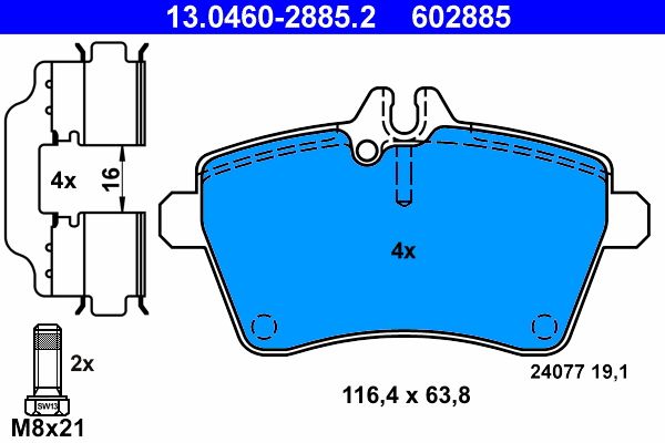 ATE 13.0460-2885.2 Brake Pad Set, disc brake