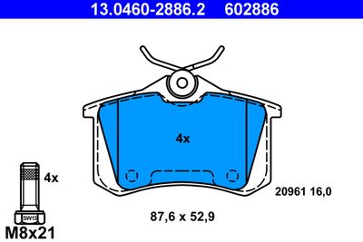Brake Pad Set, disc brake ATE 13.0460-2886.2