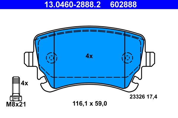 ATE 13.0460-2888.2 Brake Pad Set, disc brake