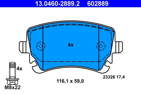 ATE 13.0460-2889.2 Brake Pad Set, disc brake