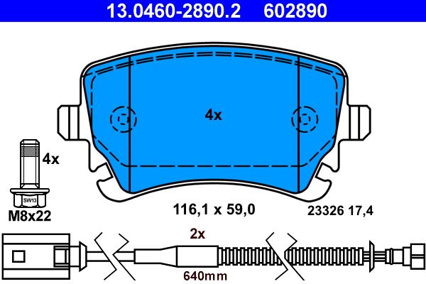 ATE 13.0460-2890.2 Brake Pad Set, disc brake