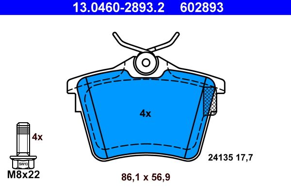 ATE 13.0460-2893.2 Brake Pad Set, disc brake