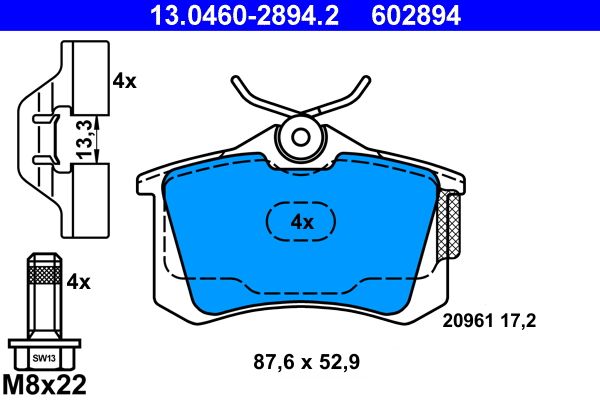 ATE 13.0460-2894.2 Brake Pad Set, disc brake