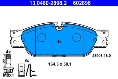Brake Pad Set, disc brake ATE 13.0460-2898.2