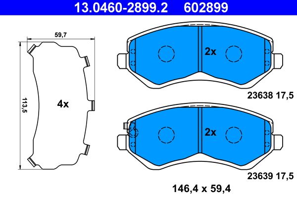 ATE 13.0460-2899.2 Brake Pad Set, disc brake