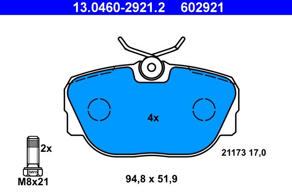 ATE 13.0460-2921.2 Brake Pad Set, disc brake
