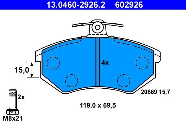 ATE 13.0460-2926.2 Brake Pad Set, disc brake