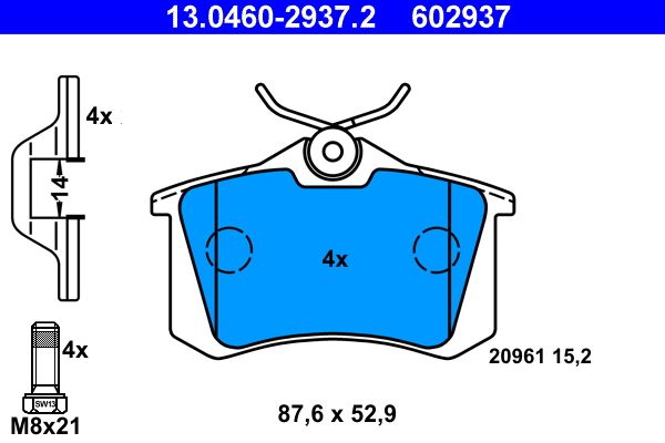 ATE 13.0460-2937.2 Brake Pad Set, disc brake