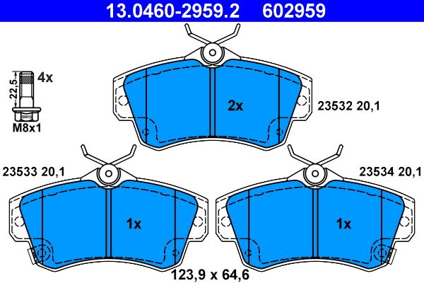 ATE 13.0460-2959.2 Brake Pad Set, disc brake