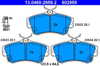Brake Pad Set, disc brake ATE 13.0460-2959.2