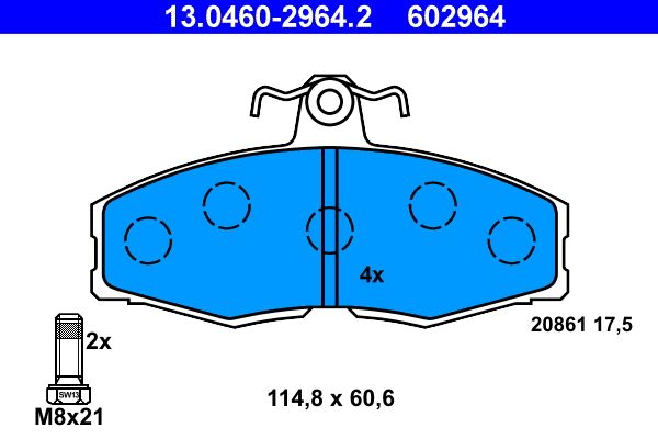 ATE 13.0460-2964.2 Brake Pad Set, disc brake