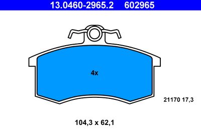 Brake Pad Set, disc brake ATE 13.0460-2965.2