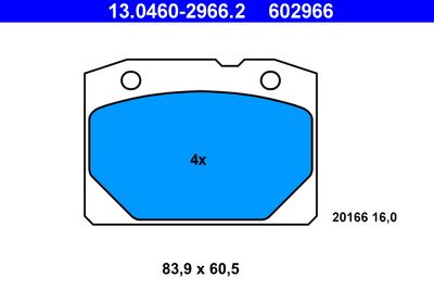 Brake Pad Set, disc brake ATE 13.0460-2966.2