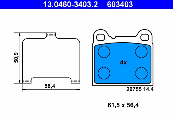 ATE 13.0460-3403.2 Brake Pad Set, disc brake
