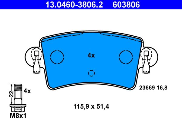 ATE 13.0460-3806.2 Brake Pad Set, disc brake