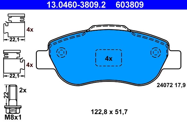 ATE 13.0460-3809.2 Brake Pad Set, disc brake