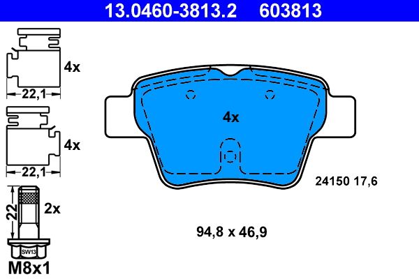 ATE 13.0460-3813.2 Brake Pad Set, disc brake