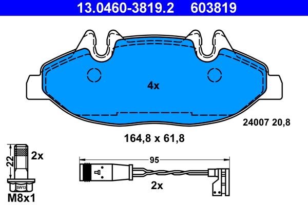 ATE 13.0460-3819.2 Brake Pad Set, disc brake
