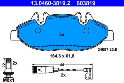 Brake Pad Set, disc brake ATE 13.0460-3819.2