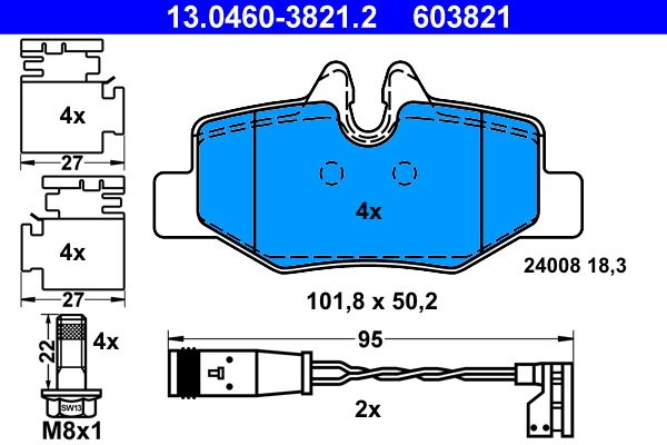ATE 13.0460-3821.2 Brake Pad Set, disc brake