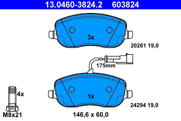 ATE 13.0460-3824.2 Brake Pad Set, disc brake