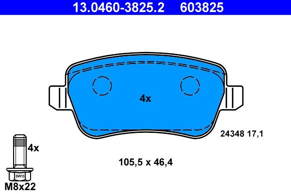 ATE 13.0460-3825.2 Brake Pad Set, disc brake