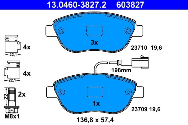 ATE 13.0460-3827.2 Brake Pad Set, disc brake