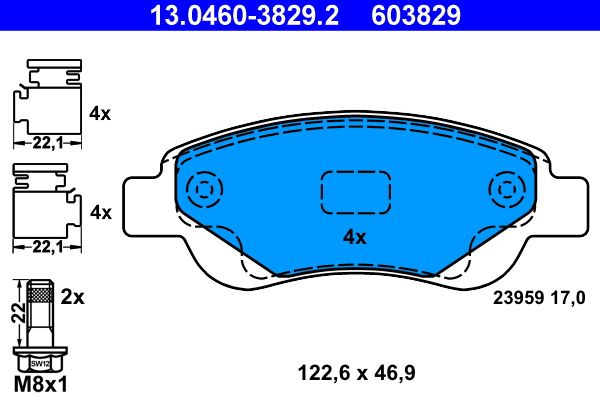ATE 13.0460-3829.2 Brake Pad Set, disc brake