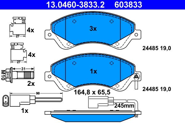 ATE 13.0460-3833.2 Brake Pad Set, disc brake