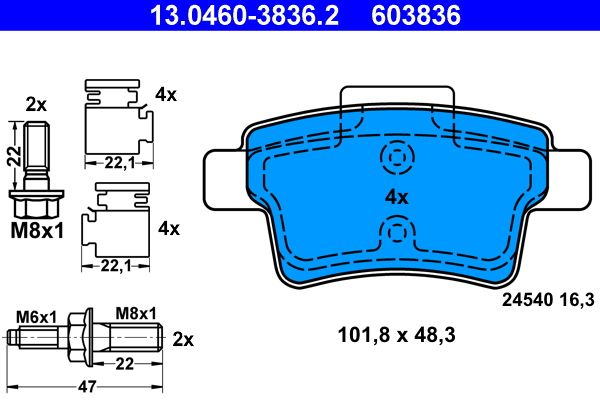 ATE 13.0460-3836.2 Brake Pad Set, disc brake