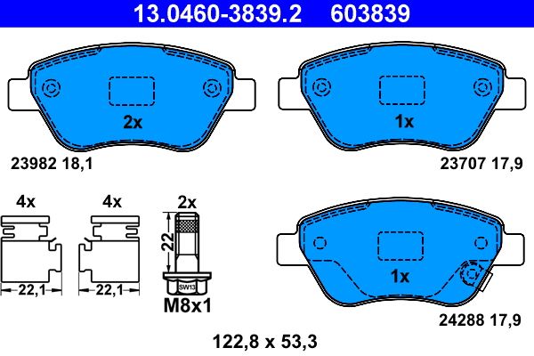 ATE 13.0460-3839.2 Brake Pad Set, disc brake
