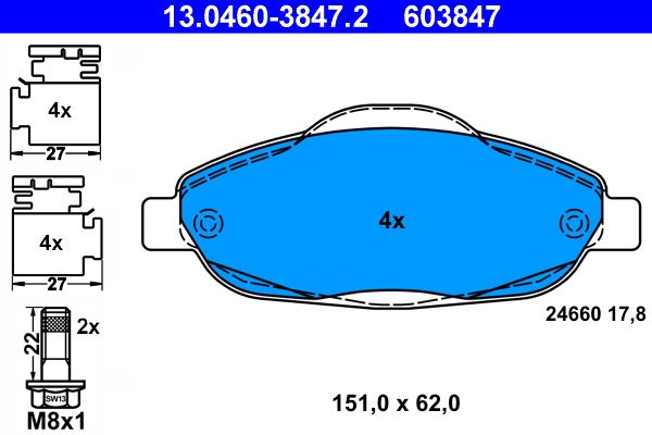 ATE 13.0460-3847.2 Brake Pad Set, disc brake