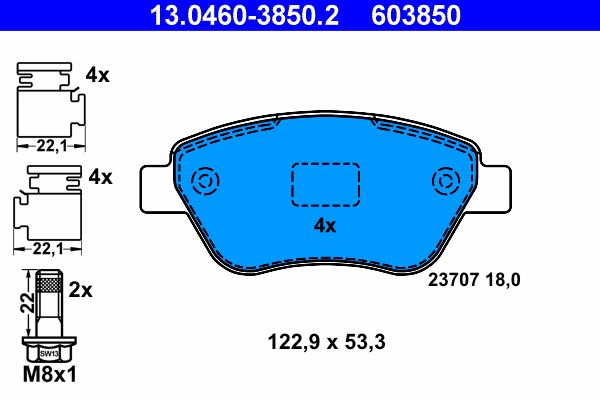 ATE 13.0460-3850.2 Brake Pad Set, disc brake