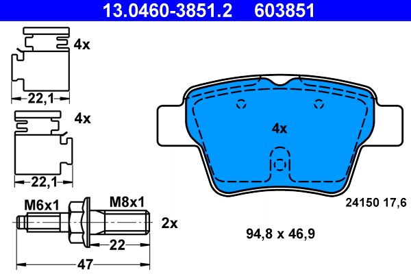 ATE 13.0460-3851.2 Brake Pad Set, disc brake