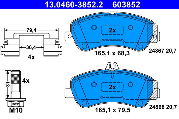 ATE 13.0460-3852.2 Brake Pad Set, disc brake