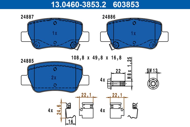 ATE 13.0460-3853.2 Brake Pad Set, disc brake