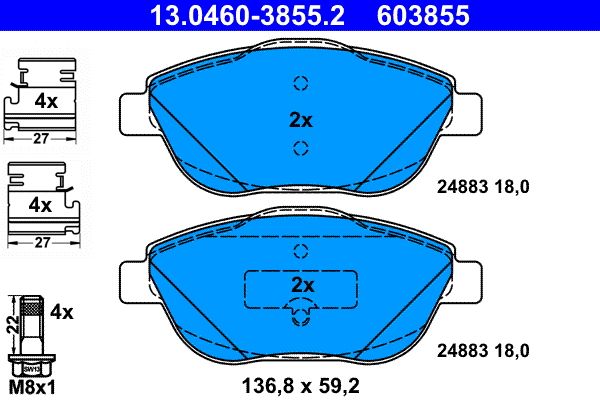 ATE 13.0460-3855.2 Brake Pad Set, disc brake